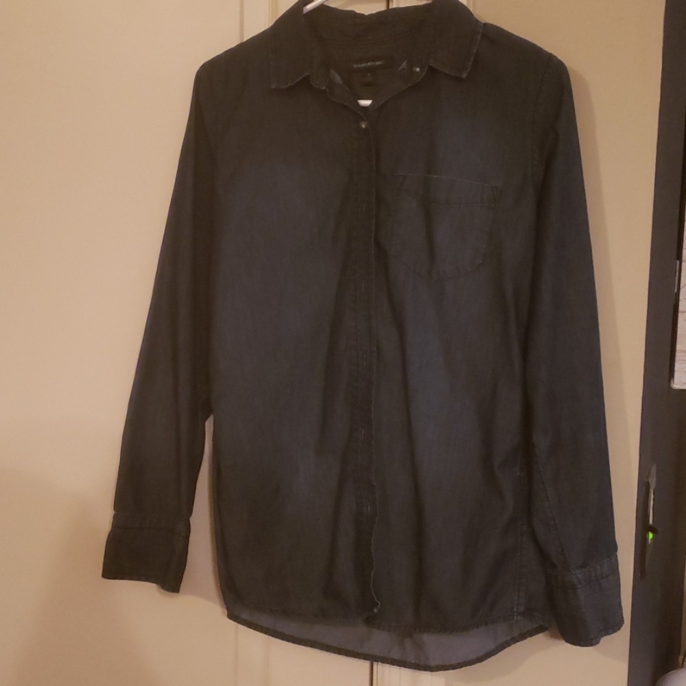 Denim button-down shirt